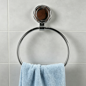 Suction Cup Mounted Iron Wire Plated Towel Ring for Bathroom