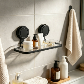 Iron Wire Acrylic Single Layer Storage Rack with Suction Cup Hook