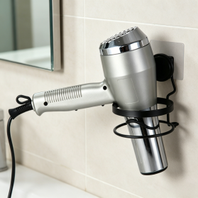 Iron Wire Hair Dryer Holder with Self Adhesive No Drill Wall Mounted Patches