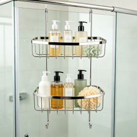2-Tier Chrome Plated Wire Over Door Bathroom Storage Hanging Organizer Rack