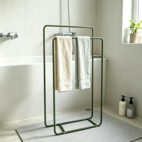 Freestanding Metal Towel Rack, Modern Iron Pipe Bathroom Towel Holder Stand
