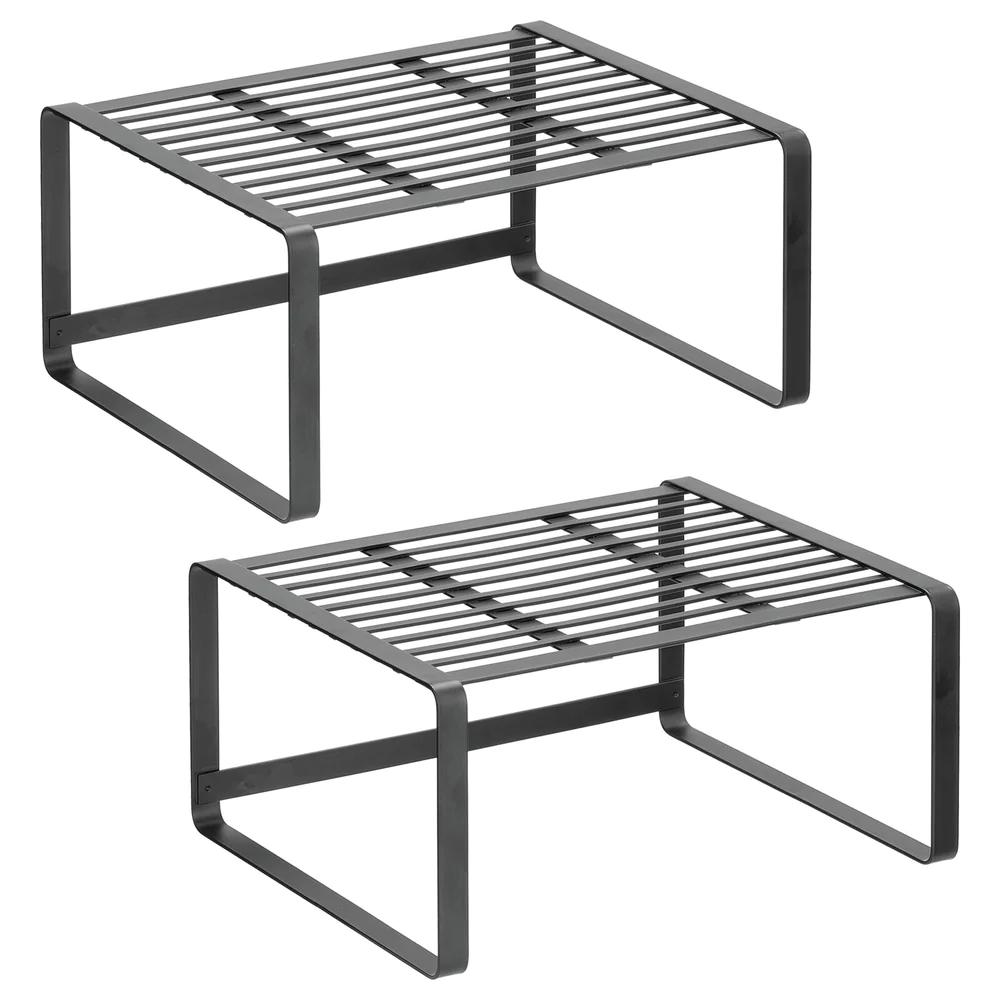 STACKABLE METAL SHELF RISER SET black(1)