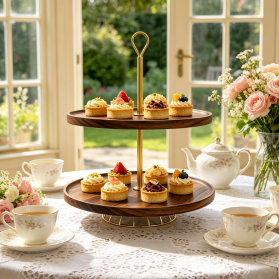 2-Tier Wooden Dessert Stand 