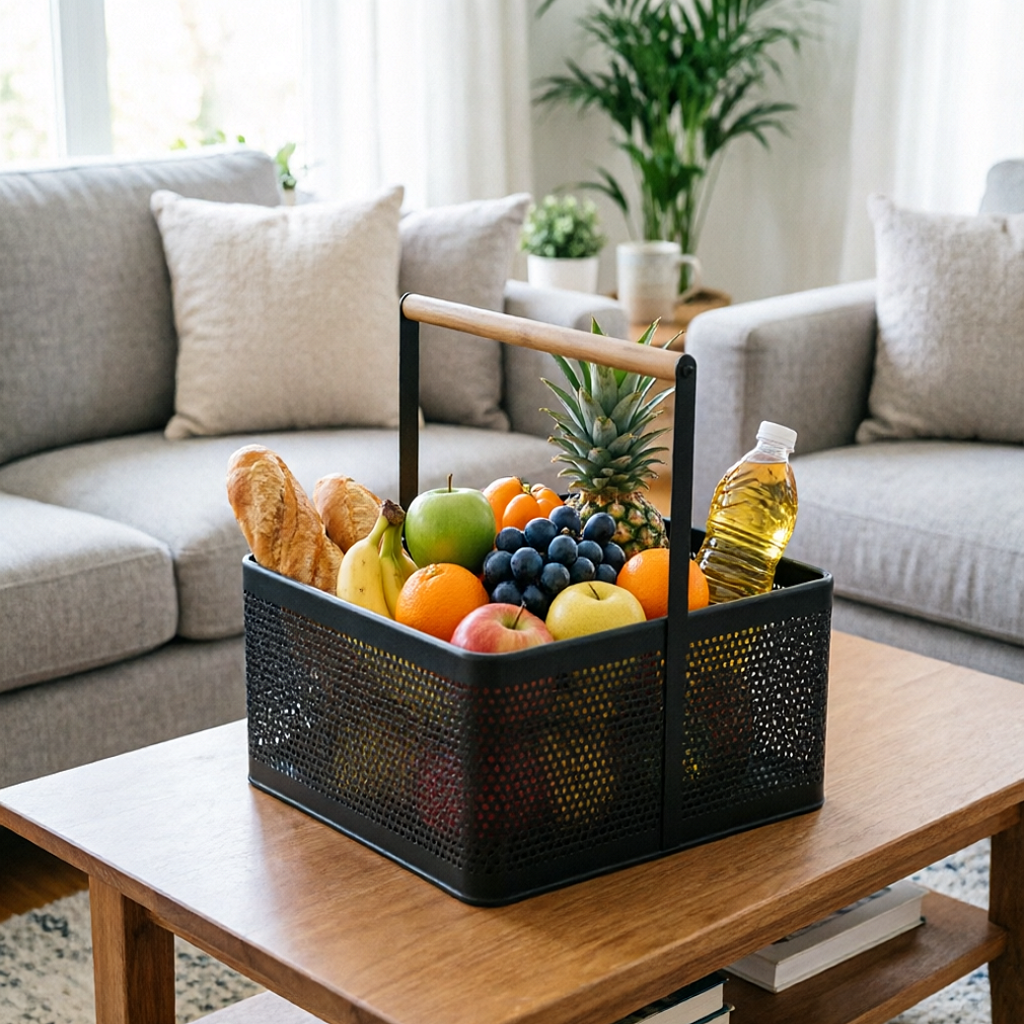 Storage Basket with Bamboo Handle 