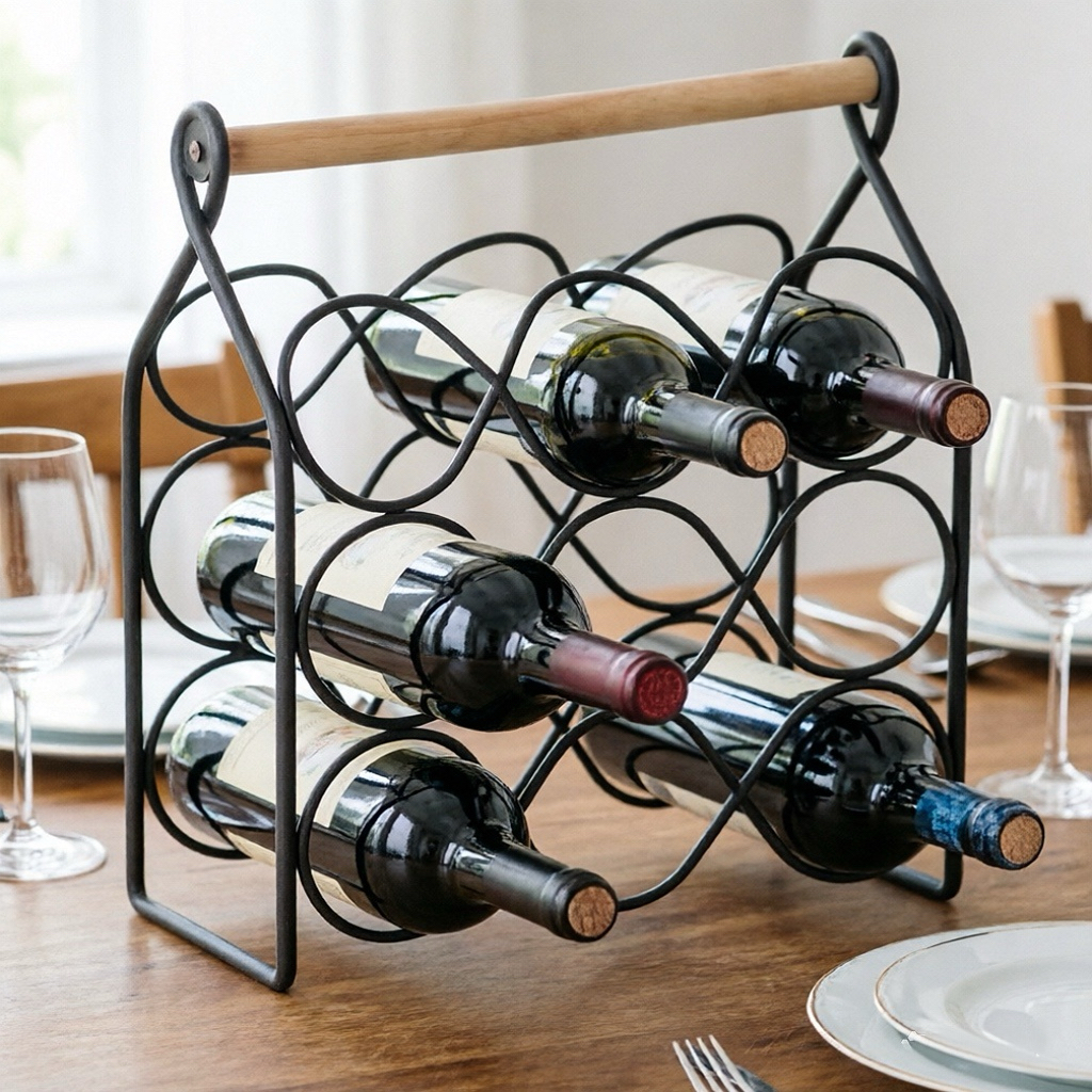9 Bottles Wine Rack with Handle