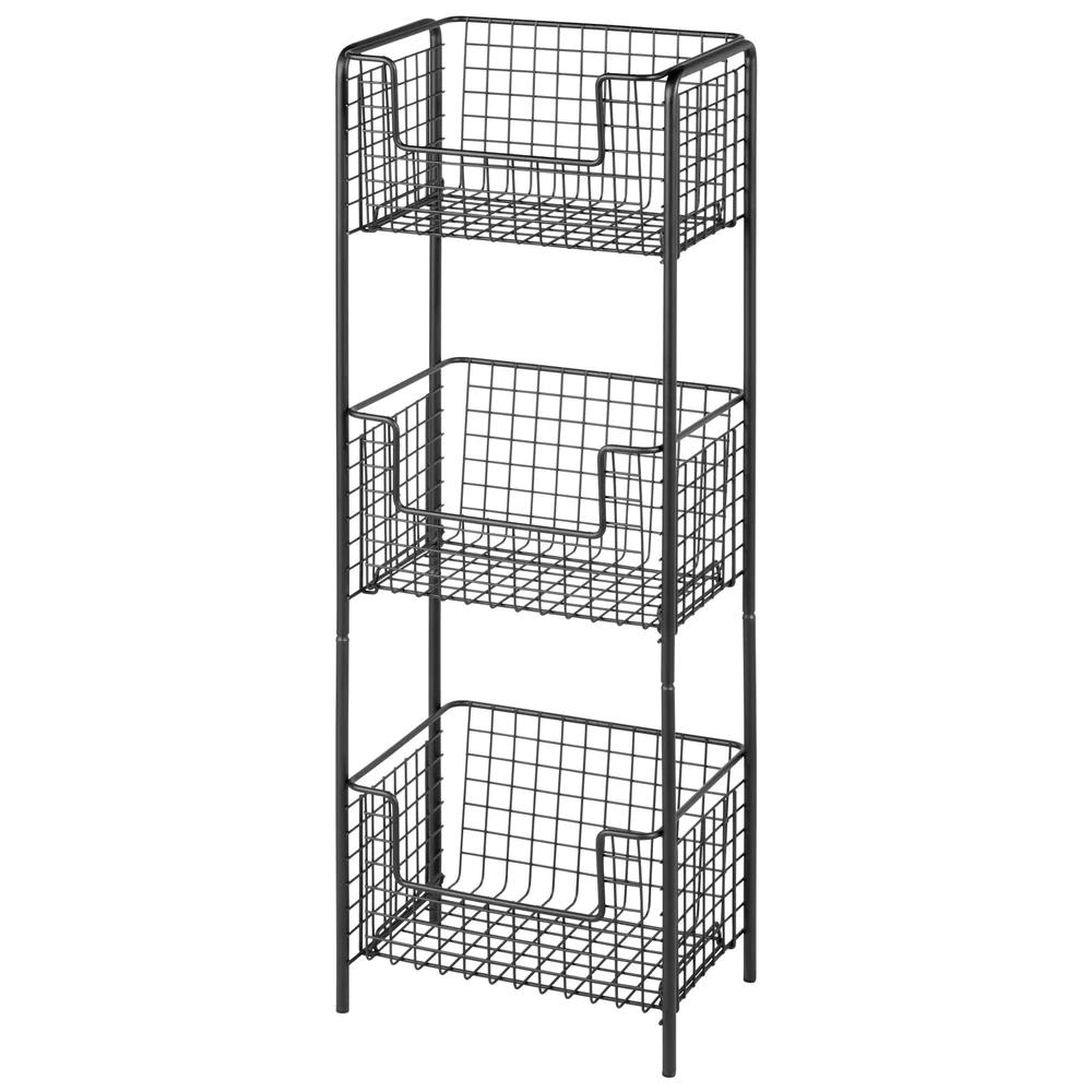 3-TIER FREESTANDING WIRE BASKET STAND black2(1)