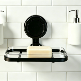 Iron Wire Acrylic Soap Dish with Suction Cup, Wall Mounted Soap Holder