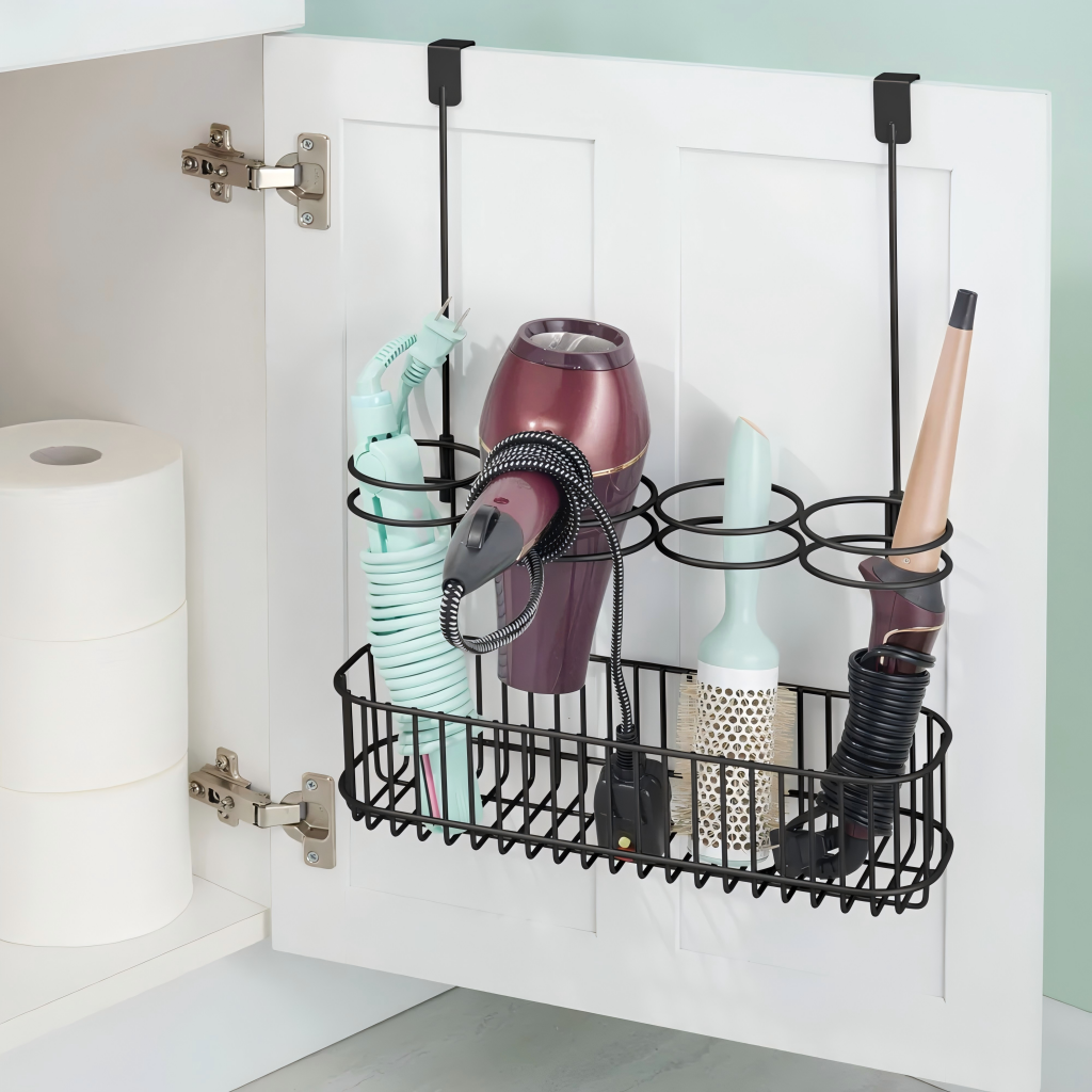 Over Cabinet Door Hair Styling Tool Rack