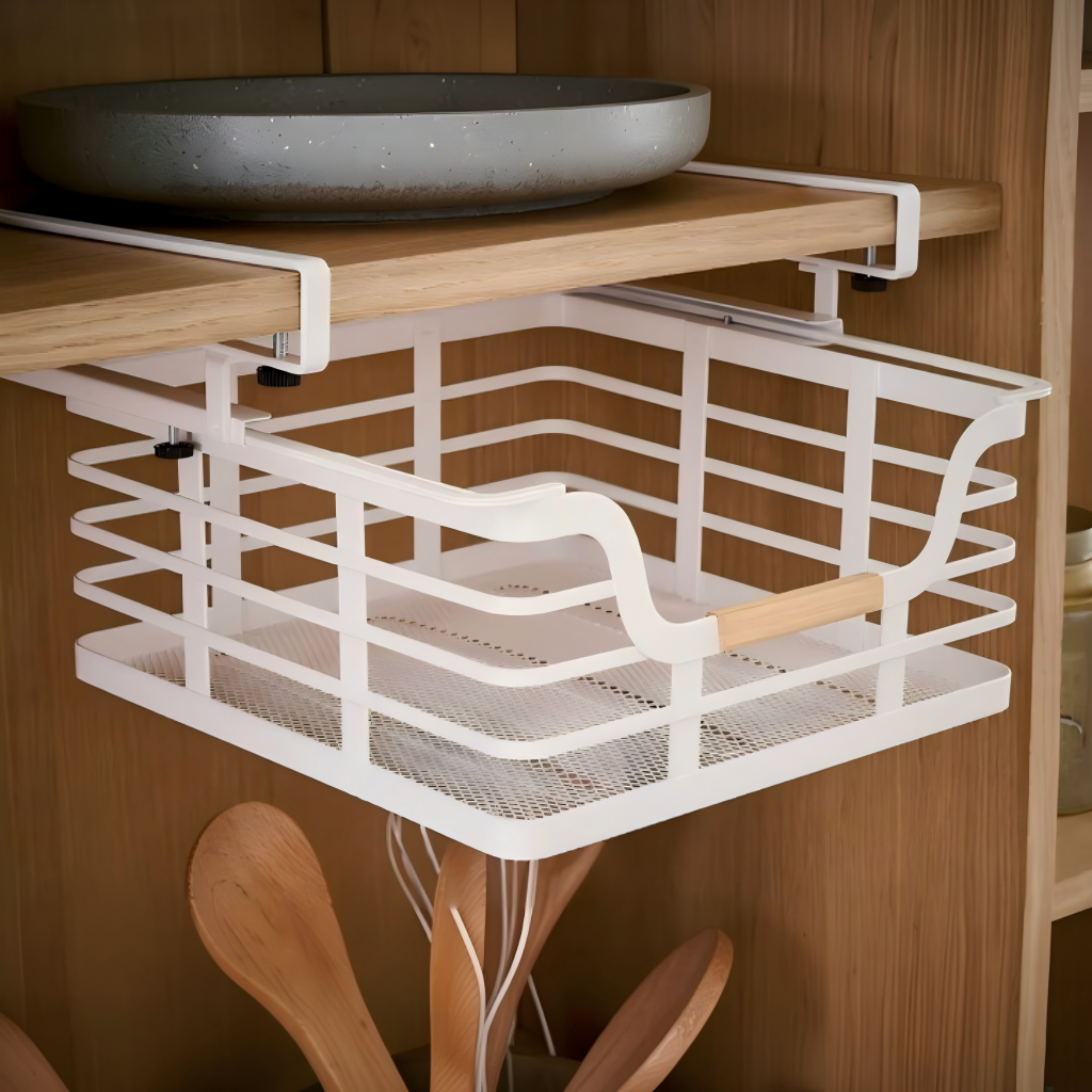 Under Shelf Sliding Flat Wire Basket