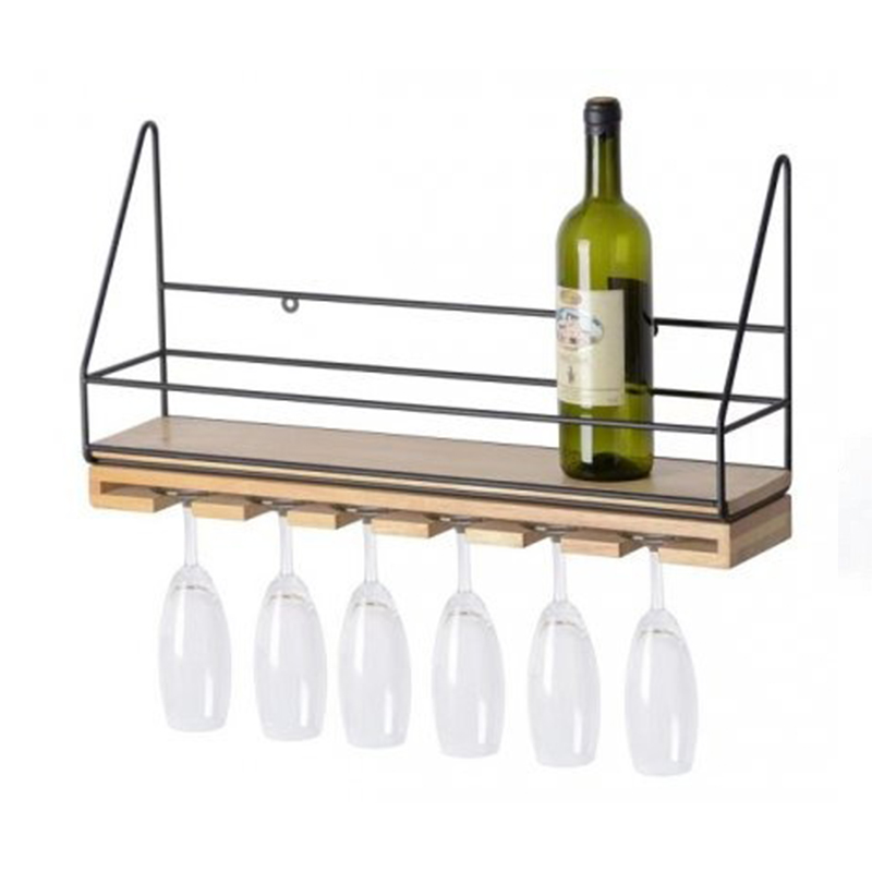 Wall Shelf with 6 Glasses Holder