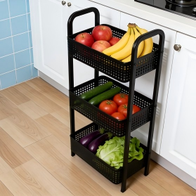 3-Tier Iron Basket Storage Shelf with Handles