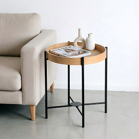 Round Bamboo Side Table 