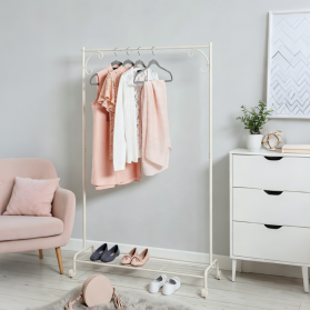 Multifunctional Metal Coat Rack with Powder Coated Finish & Mesh Shelf for Shoes & Storage, Free Standing Entryway Organizer