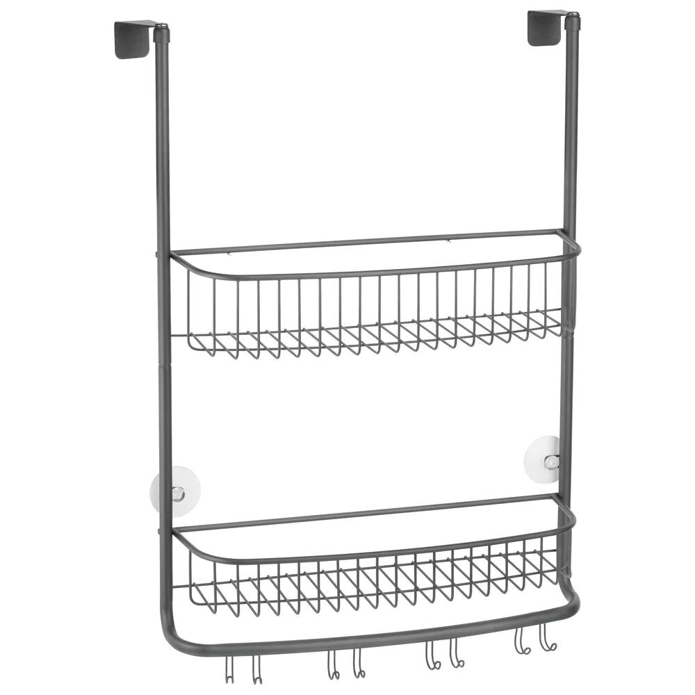 WIDE OVER DOOR WIRE SHOWER CADDY WITH HOOKS graphite(1)