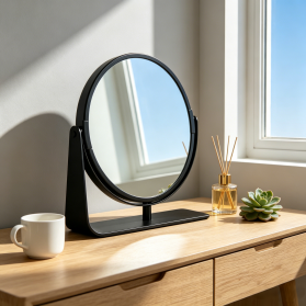 Round Double-Sided 360&deg; Rotatable Iron Frame Tabletop Mirror