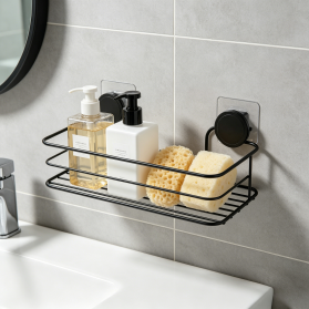 Bathroom Single Layer Wire Storage Shelf with Self Adhesive No Trace Stickers
