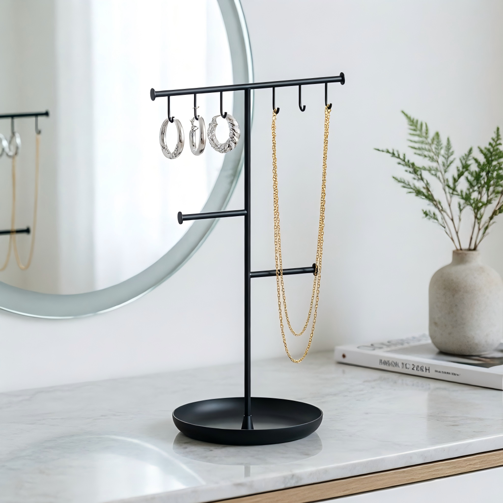 Metal Jewelry Stand with Tray