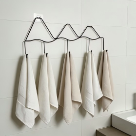 Wire 5-Hook Towel Rack with Adhesive No-Drill Wall Mount Bracket Painted Finish