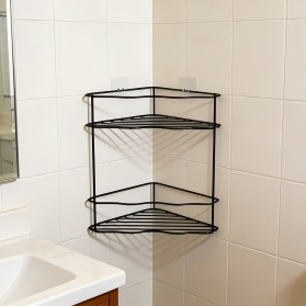 No Drill 2-Tier Bathroom Corner Shelf