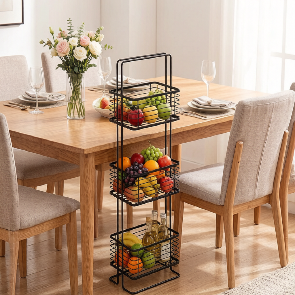 3-Tier Metal Wire Basket Stand