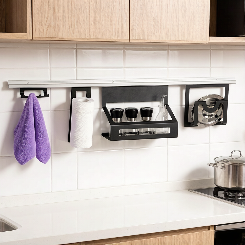 Space-SavingKitchen Organizer withTowel Holder