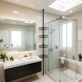 4-Tier Metal Bathroom Tension Storage Rack