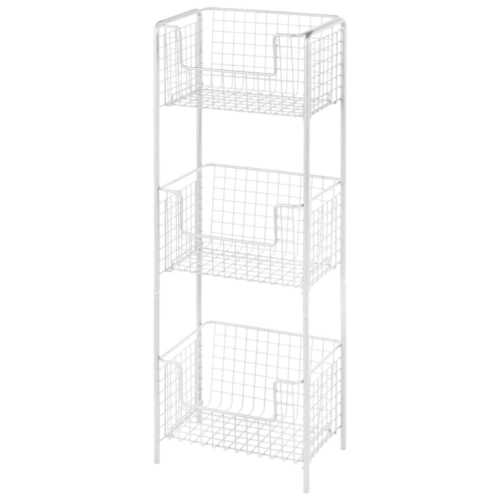 3-TIER FREESTANDING WIRE BASKET STAND white2(1)