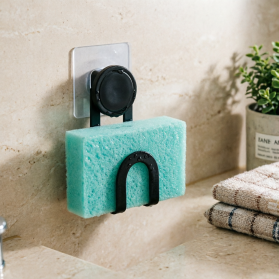 Iron Wire Sponge Holder with Self Adhesive No Drill Wall Mounted Patches