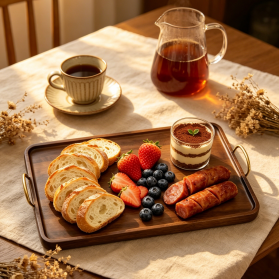 Wooden Tray with Double Handles