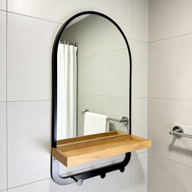 Elegant Metal Frame Mirror with Wooden Case