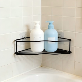 Curved Iron Corner Shelf, Adhesive No Drill Single Layer Bathroom Wall Storage