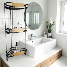 3-Tier Metal & Bamboo Storage Rack