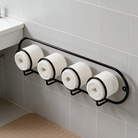 Wall Mounted Wire Towel Roll Holder Spray Painted Bathroom Storage Organizer