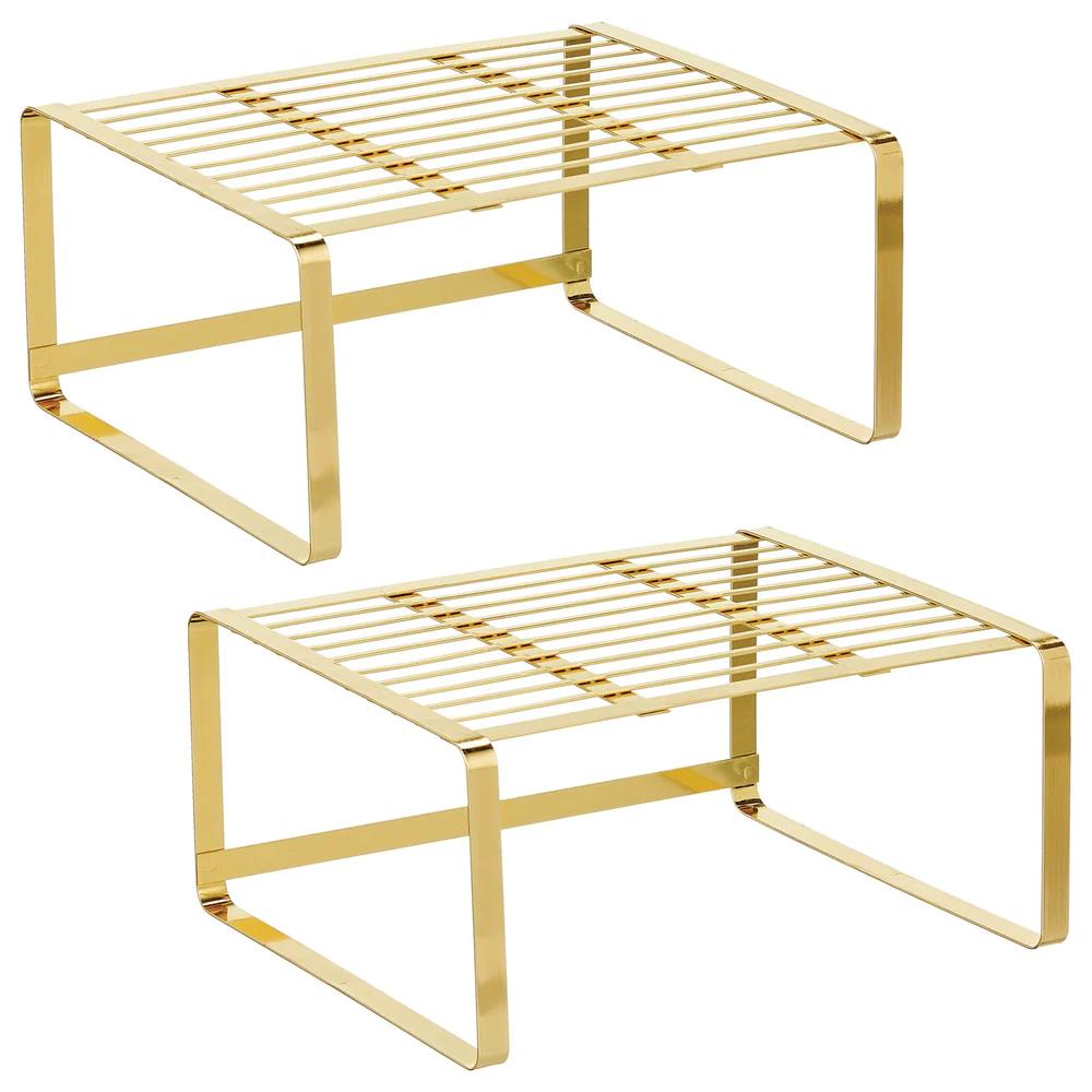STACKABLE METAL SHELF RISER SET soft brass(1)