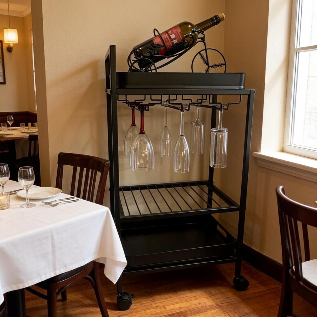 3-Tier Rolling Trolley with Removable Trays