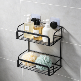 2-Tier Iron Wire Bathroom Shelf with Self-Adhesive No-Drill Wall Mounted Patches