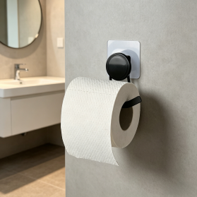 Iron Wire Toilet Paper Roll Holder with Self Adhesive No Drill Wall Patches