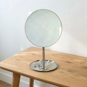 Round Base Jewelry Storage Desktop Makeup Mirror