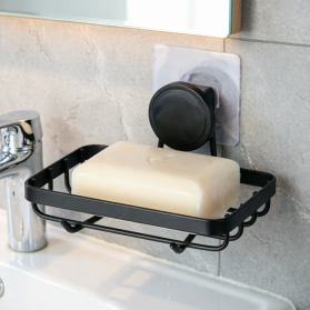 Iron Wire Soap Dish Holder with Self Adhesive No Drill Patches for Bathroom