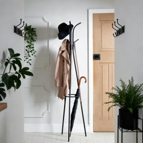 3-Leg Steel Pipe Coat Rack Powder Coated Entryway Hallway Storage Organizer