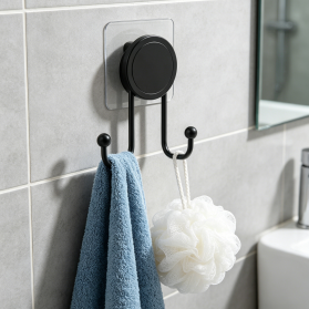 Wire Double Hook with Self Adhesive No Trace Wall Stickers for Bathroom & Kitchen