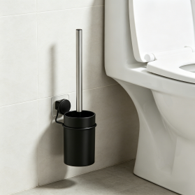 Bathroom Wire Toilet Brush Holder Set with Self Adhesive No Trace Stickers, Including Brush and Holder