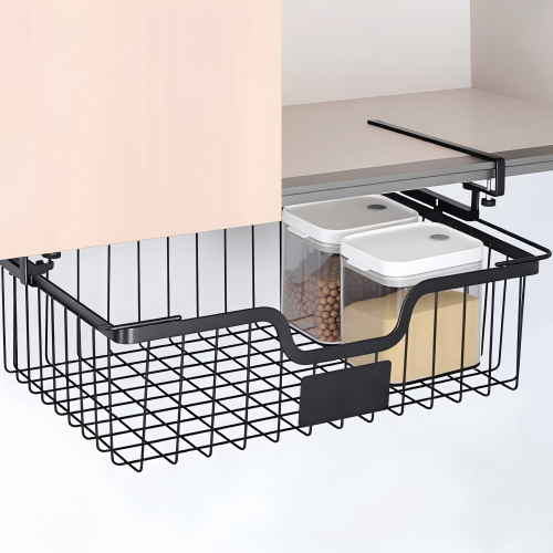 Under Shelf Sliding Basket With Label Plate
